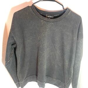 NWOT ZELOS Faded Black Washed Crewneck Sweatshirt Performance Sz.Med.